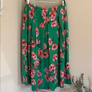 Green & Pink Floral Skirt